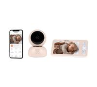 BÉABA, Baby Monitor Video 2 In 1 Con Schermo E App Mobile, Telecamera HD Con Rotazione 360°, Visione Notturna, Interfono, Ninne Nanne, Controllo Temperatura E Umidità, Zen Premium, Argilla