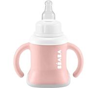 BÉABA Baby Training Cup, Funzione biberon/borraccia/tazza, Senza perdite, Impugnatura facile, Ergonomico, Cannuccia, Evoluclip 3 in 1, Tappo, Rosa antico