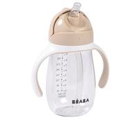 BÉABA, Biberon/Tazza di apprendimento 2 in 1, Tazza di cannuccia per bambini, 100% impermeabile, a prova di perdite, facile da aprire, manici rimovibili, Tritan e Silicone, 300 ml, argilla