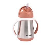 BEABA, Bicchiere Salvagoccia 2 In 1 In Acciaio Inox Con Cannuccia Per Bambini, 100% Antigoccia, Facile Da Aprire, Manici Rimovibili, Materiale In Acciaio Inox, Sano, Robusto, 250 Ml, Terracotta