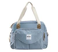 BÉABA, Borsa Fasciatoio Genève II, Borsone per Pannolini, Materassini per il Cambio dei Neonato, Modulabile, Taschino Isotermico per pasti, Sistema di aggancio al Passeggino - Print Blu