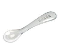 BÉABA - Cucchiaio in Silicone per Neonati e Bambini, Set da 4, Cucchiaino Bebé per lo Svezzamento, 2a Infanzia, Flessibile, Punta Arrotondata, Manico Ergonomico, Grigio