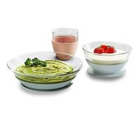 BÉABA & Duralex, Set Pappa in Vietro, Piatto + Scodella + Ciotola, Antiscivolo : con Ventosa in Silicone, per Bambini e Neonato, Evolutivo, Sano, Made in France, Multicolore (Eucalipto)