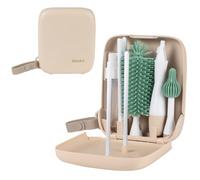 BÉABA, Kit Pulizia Biberon da Viaggio 7 in 1, Scovolini + Scolapiatti | 7 in 1, 3 scovolini, scolapiatti pieghevole, 4 bracci regolabili, dispenser sapone, set da viaggio compatto