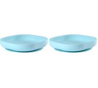 BÉABA, Piatto Ventosa per Bambini, 100% Silicone, Materiale morbido e molto resistente, attacca Tavolo o Seggiolone, Linguetta per sollevare il Piatto, compatibile con Microonde, Blu (Confezione da 2)