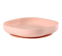 BÉABA, Piatto Ventosa per Bambini, 100% Silicone, Materiale morbido e molto resistente, attacca Tavolo o Seggiolone, Linguetta per sollevare il Piatto, compatibile con Microonde, Rosa
