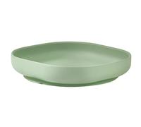 BÉABA, Piatto Ventosa per Bambini, 100% silicone, materiale morbido e molto resistente, Attacca tavolo/seggiolone, Linguetta per sollevare il piatto, Compatibile microonde, verde salvia
