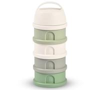 BÉABA, Scatola dosatrice per latte impilabile, 100% ermetica, 4 scomparti, Made in France, Grande capacità, Uso Evolutif Cotton White/Sage green