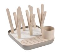 BÉABA Scolabiberon e Asciugabiberon - Grande Capacità, Modulabile, Fino a 6 Biberon e Piatti Bambino, Contenitore Accessori, Drenaggio Ottimizzato, Facile da Riporre, Compatto e Pratico - Argilla