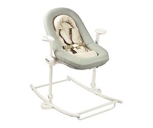 BÉABA, Sdraietta per bambini, Sdraietta Up&Down Plus,4 altezze,3 reclinabilità,Regolabile con una semplice pressione, Pieghevole,Riduttore per il parto, Seduta in 100% cotone, Finiture premium, Salvia