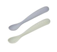 BÉABA, Set di 2 cucchiai in silicone per neonato/bambino 1° età, a partire dai 4 mesi, morbido, punta arrotondata, manico lungo ed ergonomico, scatola per il trasporto, finitura antipolvere, ciottoli