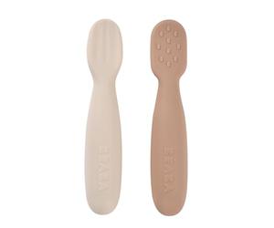 BÉABA, Set Di 2 Cucchiaini Prima Età, Cucchiaini In Silicone, Posate Per Bambini, Dai 4 Mesi, Forma Ergonomica, Diverse Texture, Manico Ergonomico, Praliné/Argilla