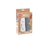 BEABA Set di 2 langhetti per bebÃ© in mussola di cotone biologico, multiuso, ultra soffice e traspirante, grigio/fiori