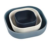 BÉABA, Set di 3 ciotole in silicone Gigogne, set da pranzo bebe, set da tavola in silicone per bambini, emboitabili, evolutivo, ergonomico, materiale in silicone sano, durevole (Night/Cotton/Baltic)
