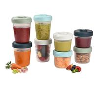 BÉABA, Set di 8 Contenitori per la Pappa per Svezzamento Bebè in Silicone, Clip , Vasetti Impilabili, 100% Ermetici, Freezer, Latte Materno, 4 x 150 ml + 4 x 250 ml