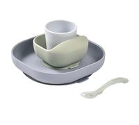 BÉABA Set Pappa Neonato in Silicone, 4 Pezzi con Ventosa, Ciottolo | Piatto e Ciotola Antiscivolo, Bicchiere e Cucchiaio per Svezzamento, Facili da Pulire, Adatti a Microonde e Lavastoviglie