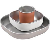 BEABA, Set Svezzamento per La Pappa, Acciaio Inox, 3 Pezzi, Bicchiere + 2 Piatti