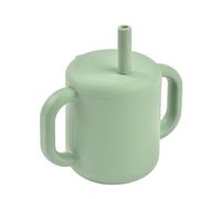 BÉABA, Tazza con cannuccia per l'addestramento dei bambini, funzione biberon/tazza, 100% silicone di alta qualità, manici larghi, facile da tenere, ergonomica, 170 ml, verde salvia