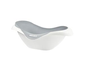 BÉABA - Vaschetta Baby per Bagnetto Neonati, Antiscivolo e Comoda, Ergonomica e Multiuso, Materiale Flessibile e Delicato, Tappo per Svuotare il Prodotto, Camélé'O, Made in France, Grigio