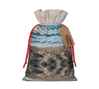 Beach and Sea 1 borsa con coulisse natalizia 21,1 x 30 cm, borsa robusta per regali e oggetti essenziali per l'uso quotidiano