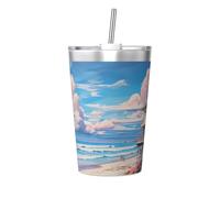Beach Architecture - Thermos da viaggio portatile per mantenere caldo e freddo, tazza da viaggio per ufficio e sport in auto