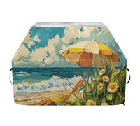 Beach Art - Copertura per barbecue a gas con pittura a olio, impermeabile, resistente, resistente allo sbiadimento e ai raggi UV, con coulisse regolabile per polvere e vento