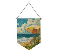 Beach Art Summer Oil Painting Hanging banner con asta telescopica pin display banner festa banner e decorazioni per porte, pareti, finestre, giardini, cortile