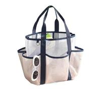 Beach Bag - Foldable Cosmetic Bag, Mesh Storage for Camping, Large Breathable Pouch, Beach Toy Carrier with Sand-Free Base, Weekend Travel Tote for Fishing Trip Picnic Yoga and Toy Organizing