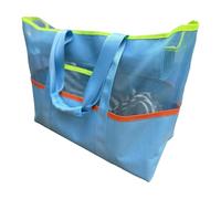 Beach Bag, Summer Tote, Waterproof Handbag, Large Capacity Mesh, Durable Oxford Material, Ideal for Pool Travel Gym Work Shopping Use, 23.62x6.69x13.39 Inches, Blue Color, 1 Piece