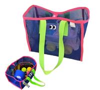 Beach Bag Tote Mesh, Large Capacity Beach Accessories BagBig Eye Design Sandproof Play Bags with Handles for Women, Kids13.7 * 9.8 * 5.9in, Family Travel, Shells, Toys, Picnic, Pool
