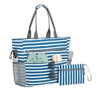 Beach Bag, Waterproof Picnic Tote, Foldable Sand Proof, 16.54x15.35x5.91 Inches Organizer Pouch, Lightweight Market Carrier with Storage Compartments, Ideal for Pool, Boat, Travel, Trip, or Vacation