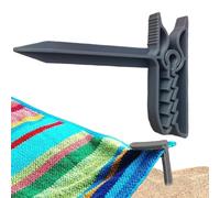 Beach Blanket Stakes Clips, Multi Purpose Mat Clamps, 5.71x4.13 Inches Ground Peg Set & Strong Grip Easy Insertion, Holder Spikes for Patio Yard Park, Camping Anchors Garden Picnic