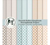 Beach Boho Gingham Scrapbook Paper Pad: Ocean Pastel Plaids Scrapbook Paper, Summer Decorative Craft Paper for Card Making, Scrapbooking, Junk ... Arts and Crafts for Kids, 8.5 x 8.5 inch