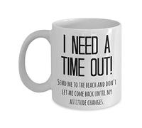 Beach Bum Coffee mug - i need a Time out. Inviare Me to the beach and Don' t Let me come Back until My Attitude changes - Funny Gift for Beach Lover 11oz Infradito colorati estivi, con finte perline