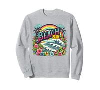 Beach Bum Retro Onda Arcobaleno Palma Fiori Tropicali Surf Felpa