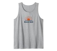 Beach Bum Sunset Ocean Waves Vacanze estive Canotta, Uomo, Grigio Melange, XXL