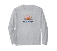 Beach Bum Sunset Ocean Waves Vacanze estive Maglia a Manica, Unisex per Adulti, Grigio Melange, M