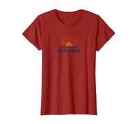 Beach Bum Sunset Ocean Waves Vacanze estive Maglietta, Donna, Mirtillo Rosso, XS