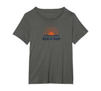Beach Bum Sunset Ocean Waves Vacanze estive Maglietta, Donna Plus-Size, Asfalto, 1X