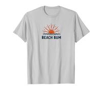 Beach Bum Sunset Ocean Waves Vacanze estive Maglietta, Uomo, Argento, S