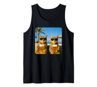 Beach Cats Drinking Beer Meme Funny Summer Waiter Bar Man Canotta