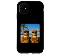 Beach Cats Drinking Beer Meme Funny Summer Waiter Bar man Custodia per iPhone 11