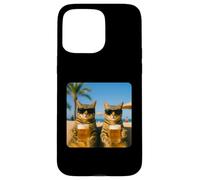 Beach Cats Drinking Beer Meme Funny Summer Waiter Bar man Custodia per iPhone 15 Pro Max