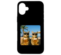 Beach Cats Drinking Beer Meme Funny Summer Waiter Bar man Custodia per iPhone 16 Plus