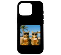 Beach Cats Drinking Beer Meme Funny Summer Waiter Bar man Custodia per iPhone 16 Pro