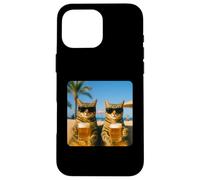 Beach Cats Drinking Beer Meme Funny Summer Waiter Bar man Custodia per iPhone 16 Pro Max