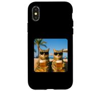 Beach Cats Drinking Beer Meme Funny Summer Waiter Bar man Custodia per iPhone X/XS