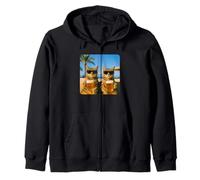 Beach Cats Drinking Beer Meme Funny Summer Waiter Bar Man Felpa con Cappuccio