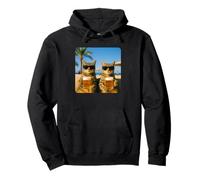 Beach Cats Drinking Beer Meme Funny Summer Waiter Bar Man Felpa con Cappuccio