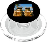 Beach Cats Drinking Beer Meme Funny Summer Waiter Bar man PopSockets PopGrip per MagSafe